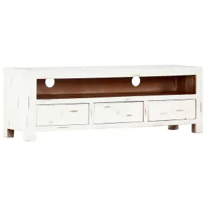 Berkfield TV Cabinet White 120x30x40 cm Solid Acacia Wood