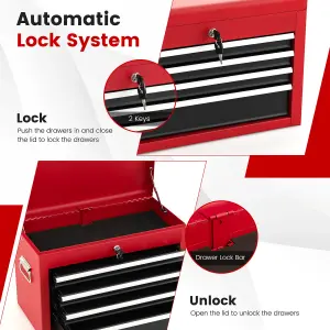 Costway 6 Drawers Rolling Tool Chest Garage Tool Storage Cabinet Detachable Toolbox w/ Wheels