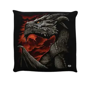 Spiral Majestic Dragon Filled Cushion Black/Orange (One Size)