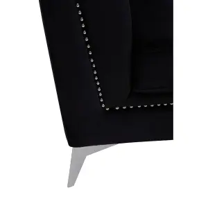 Interiors by Premier Black Velvet Chair, Comfortable Velvet Desk Chair, Backrest Velvet Armchair, Cozy Armchair