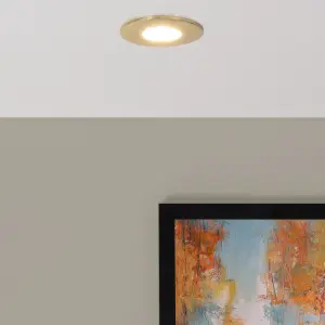 Litecraft 2 Pack Satin Brass Modern IP65 Fire Rated Bathroom Downlights