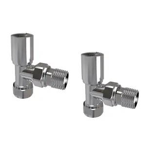 Manual Radiator Angled TRV Valve - 15mm x 1.2" Chrome Finish