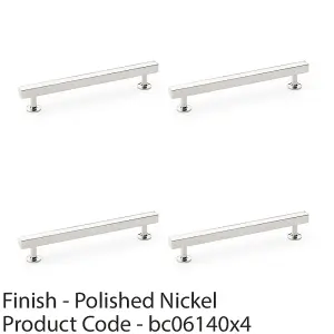 4 PACK - Straight Square Bar Pull Handle Polished Nickel 160mm Centres SOLID BRASS Drawer