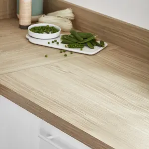 GoodHome 38mm Kala Matt Light wood effect Chipboard & laminate Square edge Kitchen Worktop, (L)3000mm