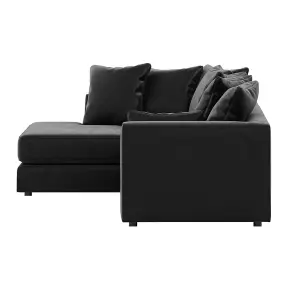 Brooklyn Plush Velvet 3 to 4 Seater L Shaped Corner Sofa Foam Black Left Hand Facing