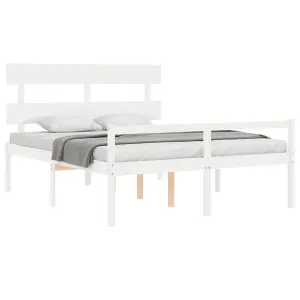 Berkfield Bed Frame with Headboard White 160x200 cm Solid Wood