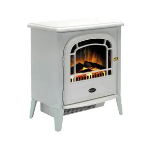 Dimplex Courchevel Optiflame Electric Stove, White Cast Iron Effect Free Standing Electric Fire with Artificial Logs and Embers, L