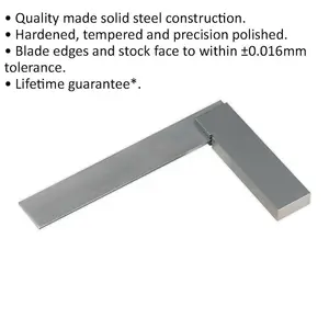 100mm Precision Steel Square Tool - Hardened and Tempered for Ultimate Accuracy