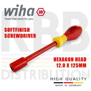 Wiha Hex Driver Screwdriver 1000v VDE Electrician 12mm SoftFinish Grip 00863