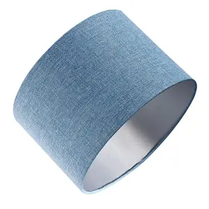 Contemporary and Sleek Blue Nova Plain Linen Fabric Drum Lamp Shade 60w Maximum