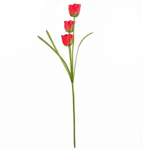 Pack of 6 x 80cm Artificial Tulip Red Stem