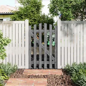 Grey 76x120cm Outdoor Wooden Garden Gate Spruce Wood Fence Door with Door Bolt