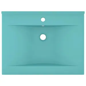 Belfry Bathroom Grenkie 600mm L x 460mm W Ceramic Rectangular Sink with Overflow Light Green