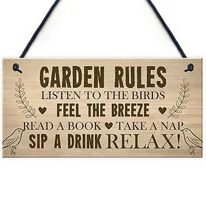 Red Ocean Garden Rules Sign Hanging Door Wall Plaque Outdoor Plaques For Garden Friendship Gift Summerhouse Sign Shed Sign