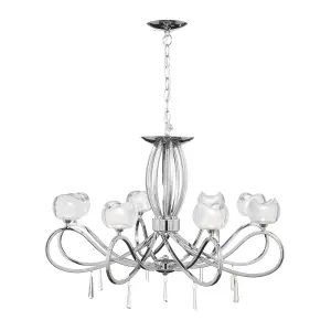 Litecraft Marta Chrome 8 Lamp Glass Ceiling Pendant Light