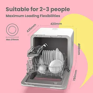 Comfee White 3 Place Settings Tabletop Dishwasher with 7 Programmes,Touch Control,LED Display and Delay Start