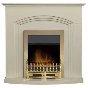 Adam Truro Fireplace in Cream with Blenheim Electric Fire in Brass, 41 Inch