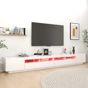 Berkfield TV Cabinet with LED Lights White 300x35x40 cm