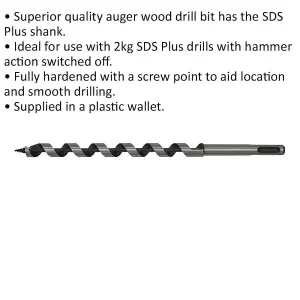 12 x 235mm SDS Plus Auger Wood Drill Bit for Precision Drilling