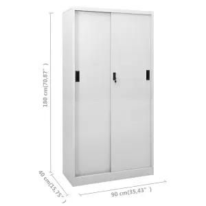 Berkfield Office Cabinet with Sliding Door Light Grey 90x40x180 cm Steel