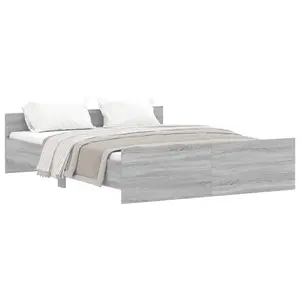 Berkfield Bed Frame with Headboard and Footboard Grey Sonoma 160x200 cm