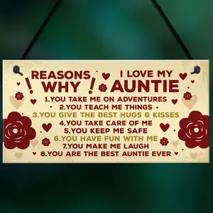 Red Ocean Reasons Why I Love My Auntie 40th 50th 60th Birthday Card Gift Plaque Mothers Day Gift For Auntie Sister Gift Keepsake