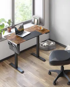 SONGMICS Height Adjustable Desk, Electric Standing Desk, Customize Your Height, Modular Tabletop, Rustic Brown and Black