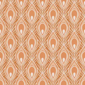 Bobbi Beck eco friendly Orange peacock feather Wallpaper