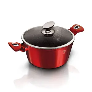 URBNLIVING Height 11.8cm Berlinger Haus 10Pc Red Cookware Set Aluminium Non Stick Pots Pans Induction Tools