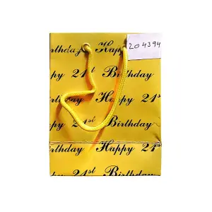 21st Birthday Gift Bag Yellow (M)