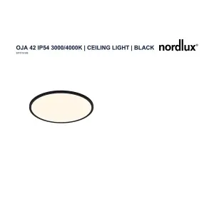 Nordlux Oja 42 IP54 3000/4000K 3-Step Ceiling Light in Black 42.4cm Diameter