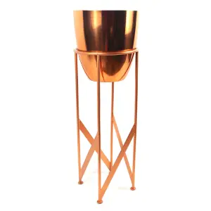 90cm Copper Planter with Artificial Yukka Plant