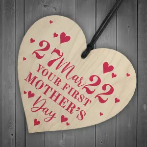 Your 1st Mothers Day Gift Wooden Heart Gift For New Mum Mummy From Daughter Son Keepsake