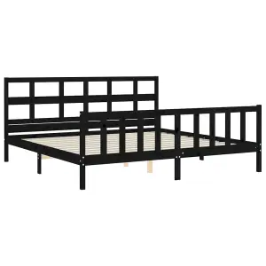 Berkfield Bed Frame with Headboard Black 200x200 cm Solid Wood