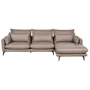 Corner Sofa GALLO Light Brown Fabric Left Hand