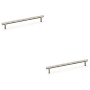 2 PACK - Knurled T Bar Pull Handle - Satin Nickel - 224mm Centres Premium Drawer Door