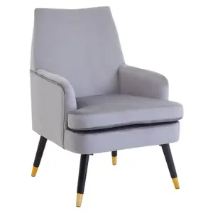 Interiors by Grey Velvet Armchair, Built to Last Lounge Chair, Easy to Maintain Velvet Chair, Reliable Armchair