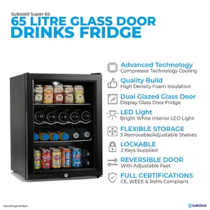 Subcold Super 65 LED Drinks Fridge - Black