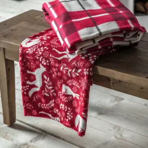 Red Woodland Fleece Throw