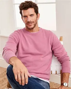 Cotton Traders Men's Favourite Cotton Crew Neck Jumper In Pink - Size Extra Large