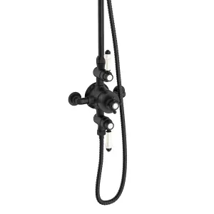 Kingham Traditional Matt Black Overhead Shower & Riser Kit