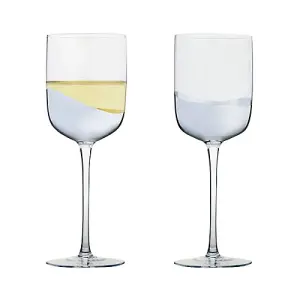 Anton Studios Wave Set of 2 Wine Glasses Silver