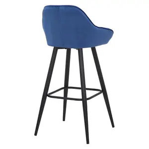 Hennen 76cm Bar Stool Black/Gold / Blue