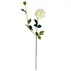 Pack of 6 x 75cm Artificial Dahlia PomPom Flower Stem Cream