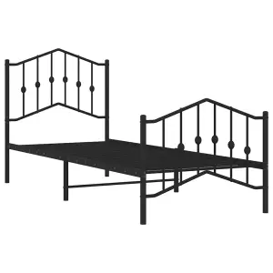 Berkfield Metal Bed Frame without Mattress with Footboard Black 90x190cm