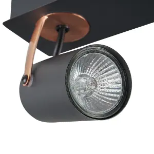 3 Light Spotlight Metal Bar Black KLIP