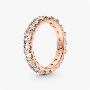 Pandora Sparkling Row Eternity Ring - 14K Rose Gold Plating / Cubic Zirconia - Sz. 56