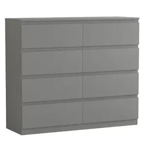 Vida Designs Denver Grey 8 Drawer Chest (H)955mm (W)1200mm (D)400mm