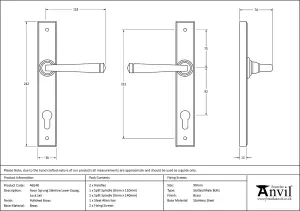 From The Anvil Polished Brass Avon Slimline Lever Espag. Lock Set