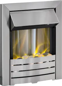 Adam Helios Electric Fire in Brushed Steel